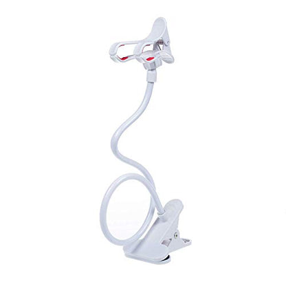 ITART Cell Phone Holder,Universal Bedside Phone Stand,Lazy Bracket,Flexible Long Arms Clip Mount for iPhone X Samsung Galaxy in Bedroom Office Desk-White - color: White