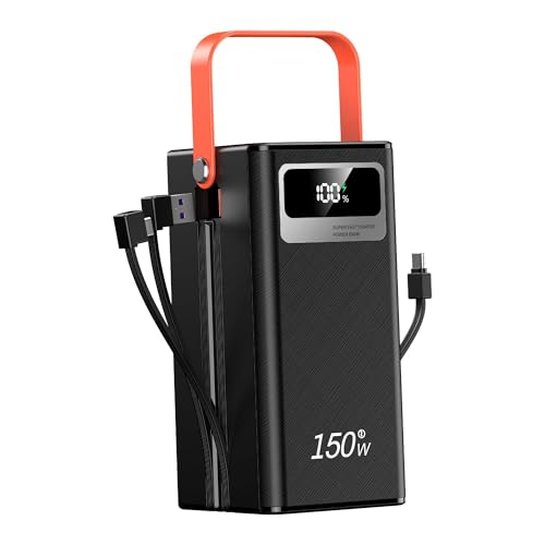 100000mah Power Bank, 150W Fast Charging Portable Charger, with Built-in Cables, Rechargeable Portable Power Supply for Cell Phones, Random Color