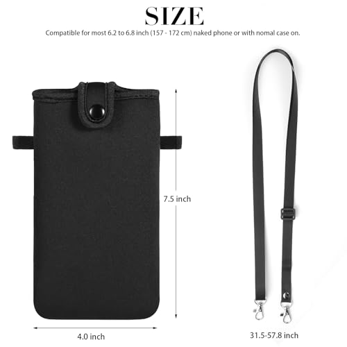 Neoprene Phone Sleeve Pouch Bag Case with Crossbody Strap Compatible for iPhone 17 Pro Max Air 16 Plus / Galaxy S26 Ultra / S26+ S25 FE A17 A36 A56 / Pixel 10 Pro XL / OnePlus 15 13 (Sunflower, XL) - color: Sunflower