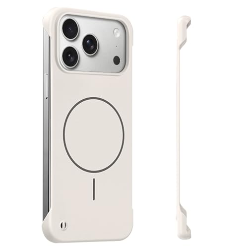 Case for iPhone 17 Pro Max Case, Borderless Frameless Touch, fit for Mag-Safe Magnetic, Lightweight Thin Slim Minimalist Phone Case, Anti-Fingerprint PC Hard Shell, Comfortable Feel (White) - color: White, size: iPhone 17 Pro Max