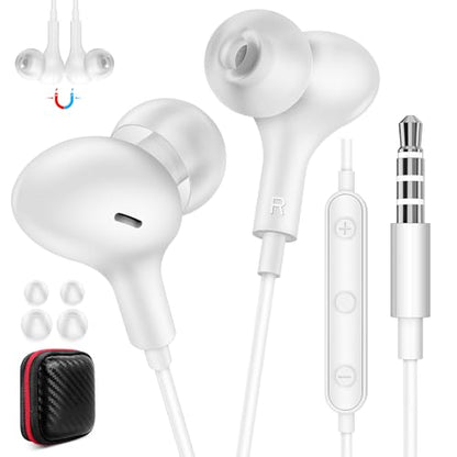 ASKUBSKU Wired Earbuds 3.5mm Headphones for Chromebook PC School, White - color: White
