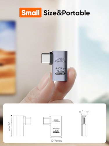 CableCreation Right Angle USB C Adapter, USB C 90Degree Adapter 40Gbps 240W - size: 1PCS, style: Right Angle