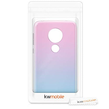 kwmobile Case Compatible with Motorola Moto G7 Power - Case Transparent Gradient Phone Cover - Bicolor Dark Pink/Blue/Transparent