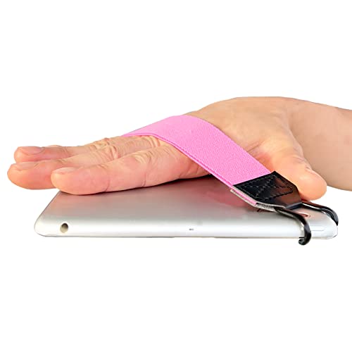 EGO Security Hand-Strap for 9-11 Inch Tablet - iPad/iPad Pro/Air, Kindle Fire HD, Samsung, Lenovo - High-Elasticity Versatile Lightweight Finger Grip Holder - Pink - color: Pink