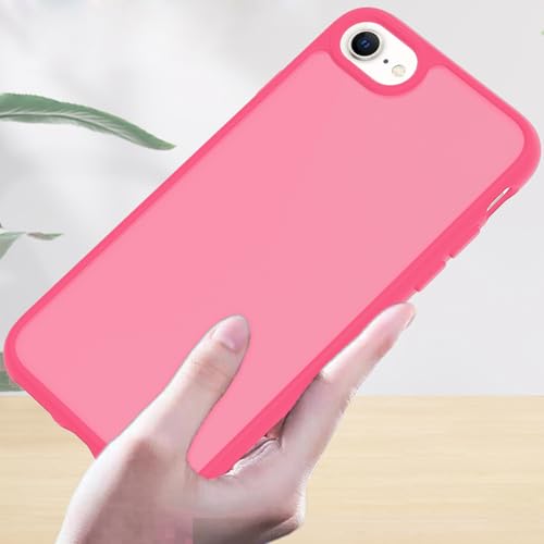 TENOC Phone Case Compatible with iPhone SE (2nd 2020 and 3rd 2022 Generation) & iPhone 7 & iPhone 8, Hot Pink Case Translucent Protective Bumper Matte Hard Back Cover for 4.7 Inch - color: Hot Pink, size: iPhone 7/8/SE