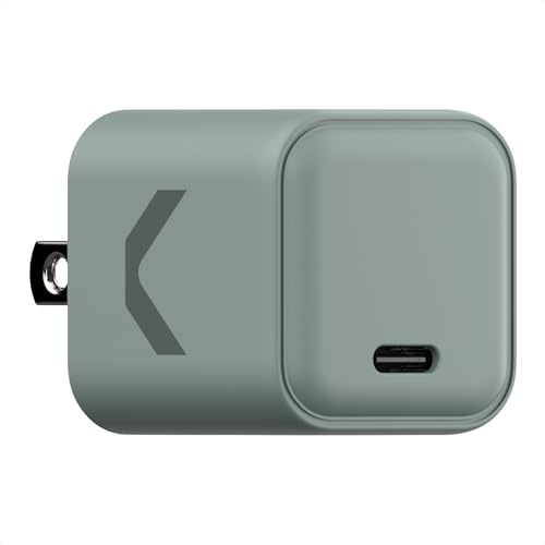 CLEMM Core USB-C Charger Block Power Adapter for iPhone 17/16/15/14/13/12/11/X, Galaxy S24 Ultra/S23 35W Max Output Fast Charging, Foldable, GaN, PPS, 3.0, 1 Port, Compact Sleek Design, Gray