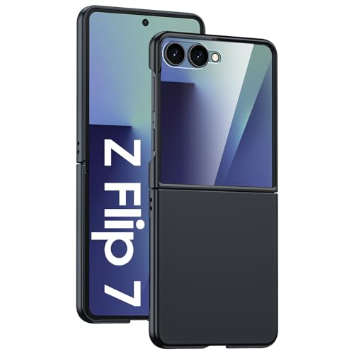 GooseBox for Samsung Galaxy Z Flip 7 Case with Screen Protection,Z Flip 7 Slim HD Clearly Case Ultra-Thin Anti-Scratch Shockproof Phone Case(Black) - color: Flip7-Black PYK