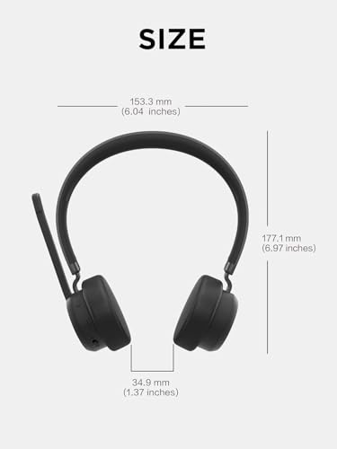 Lenovo Wireless VoIP Headset Teams Certified, Noise-Canceling Mic, Bluetooth 5.3 Multipoint, USB-A Receiver, 31-Hour Talk & 60-Hour Playback, Lightweight Over-Ear Design, Replaceable Earcups - style: Wireless - ENC (Teams)
