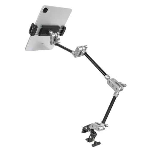 Adjustable Aluminum Tablet Stand Holder with Super Clamp & 31.5" Magic Arm - Foldable iPad Mount for Desk, Bed, Wheelchair, Compatible with iPad Pro/Air/Mini 4.7-12.9" and Smartphones