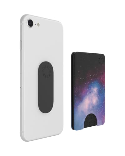 PopSockets Minimalist Slim Phone Wallet, Phone Card Holder, Wireless Charging Compatible, Wallet Without Grip Compatible with MagSafe- BL Galaxy