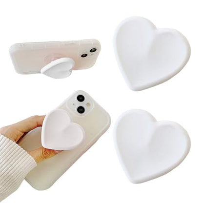 2PCS Heart-Shaped Silicone Mobile Phone Grip Stand,Vilbocr Collapsible Cellphone Finger Grip Holder for Smartphone Tablet Cell Phone Accessory (White) - color: White