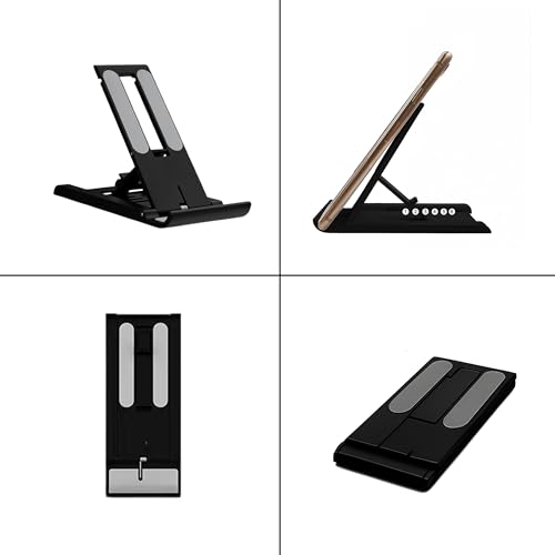 Foldable Phone Stand for Desk | Six Position Adjustable Folding Bracket for Cell Phone | Black Cellphone Holder for Desk & Smartphone Stand | Cellphone & Accessories for Men & Women - style: J