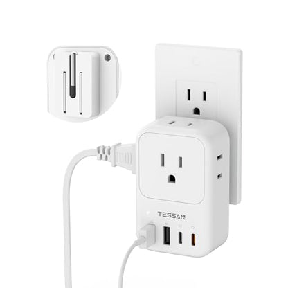 TESSAN USB C Charger Block 20W PD, Fast Charging Adapter with Foldable Plug - color: White, size: 2 USB-C/A