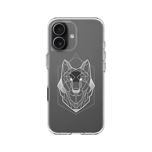 RhinoShield Clear Phone Case for iPhone 17 | Anti-Yellowing, Transparent, High Clarity, Shockproof, Military Grade Drop Protection - color: Geometric Wolf, size: iPhone 17