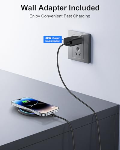 NANAMI Fast Wireless Charger, 7.5W Charging Pad with 20W PD3.0 Adapter USB Charger for iPhone 18 Pro/18 Pro Max/17/17 Air/17 Pro/17 Pro Max/16/15/14/13/12/Airpods 2, 10W for Samsung S26 S25 S24 S23