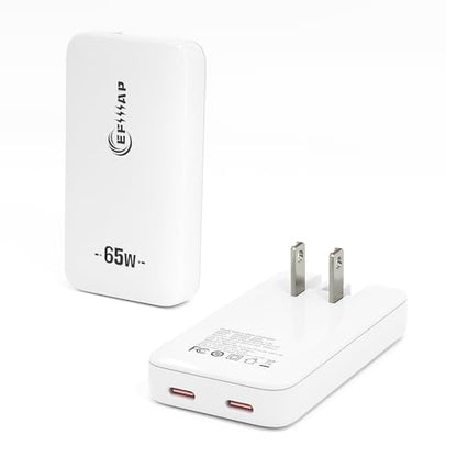 65W Slim USB C Wall Charger, Compact USBC Charger Block with Dual Port - color: White-1PC