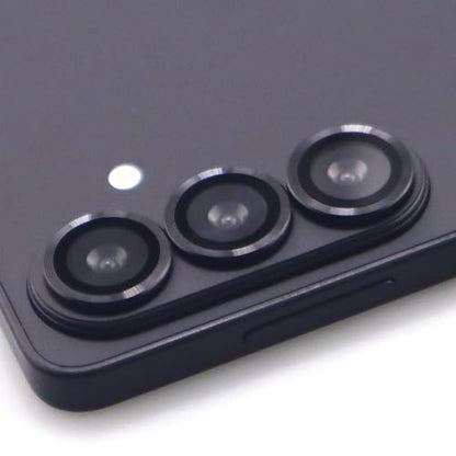 for Samsung Galaxy S26 / S26 Plus Camera Lens Protector Metal Ring Tempered Glass Lens Cover Accessories (Black) - color: Black