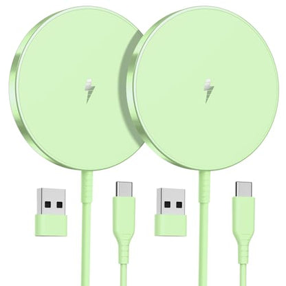 Magnetic Wireless Charger, 2-Pack 15W Fast Mag-Safe Stand for iPhone 17-12 - color: Green Magnatic Charger