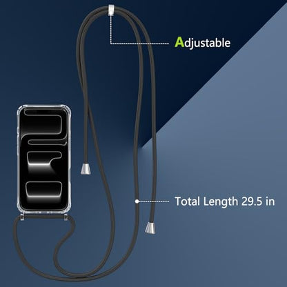 Magnetic Case for iPhone 17 Pro 6.3" Clear Crossbody Case with Adjustable Shoulder Neck Lanyard Strap,Compatible with Magsafe,Soft Slim Bumper Shockproof Protective Phone Cover-Black - color: Black, size: iPhone 17 Pro