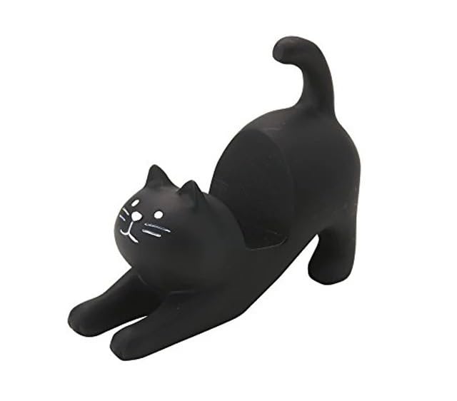 Black Cat Smartphone Stand for Desk, Resein Adjustable Desk Phone Stand, Cute Animal Desktop Accessories, Best Gift for Girls, Office, Home Décor, Mount for iPhone, iPad