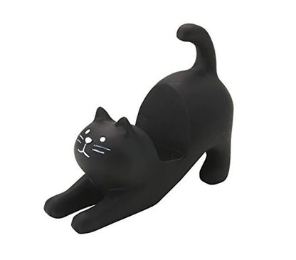 Black Cat Smartphone Stand for Desk, Resein Adjustable Desk Phone Stand, Cute Animal Desktop Accessories, Best Gift for Girls, Office, Home Décor, Mount for iPhone, iPad