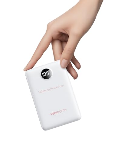 VEEKTOMX 10000mAh Mini Power Bank, 22.5W Fast Charger for iPhone Android - color: Pearl