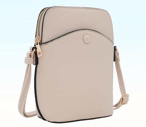 Small Crossbody Bag with Gold Hardware, Mini Shoulder Purse with Adjustable Strap - color: Nude