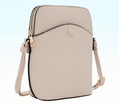 Small Crossbody Bag with Gold Hardware, Mini Shoulder Purse with Adjustable Strap - color: Nude