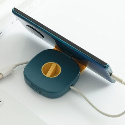 Charging Cable Organizer 2 in 1 Wire Holder with Phone Stand - color: Blue