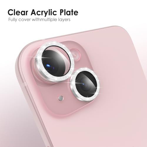 TENOC Camera Lens Protector for iPhone 13 & 13 Mini, Silver Glitter - size: iPhone 13/13 Mini
