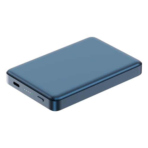 X Blade 10K Slim Magnetic Power Bank - 10000 mAh - MagSafe Portable Charger for iPhone and Samsung, Wireless Fast Charging USB-C PD 20W, Ultra Thin Metal Design, Metallic Blue - color: Metallic Blue