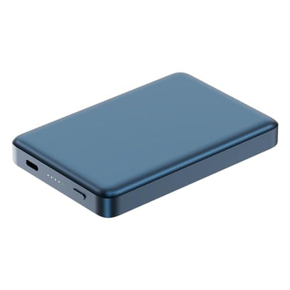 X Blade 10K Slim Magnetic Power Bank - 10000 mAh - MagSafe Portable Charger for iPhone and Samsung, Wireless Fast Charging USB-C PD 20W, Ultra Thin Metal Design, Metallic Blue - color: Metallic Blue