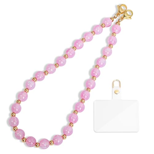 Phone Charm Detachable Metal Cellphone Wrist Strap for Women Girls, Cell Phone Lanyard - color: Cc-shimmering Pink