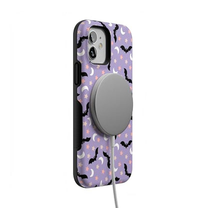 Casely iPhone 12 Mini Case | Midnight Flight | Celestial Bats | Bold Protective Design | MagSafe Compatible Design - color: Midnight Flight | Celestial Bats, size: Iphone 12 Mini