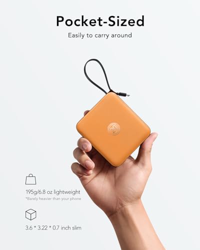 Portable Charger Built-in Cables,10000mAh 22.5W Fast Charging Power Bank - color: Orange