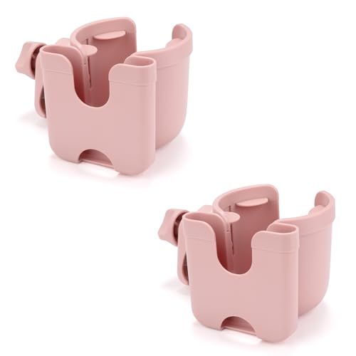 Accmor Stroller Cup Holder with Phone Holder, Bike Cup Holder, Universal Cup Holder for Uppababy Nuna Strollers, 2-in-1 Drinks Holder for Walker, Wheelchair, Scooter - color: All Light Pink & All Light Pink