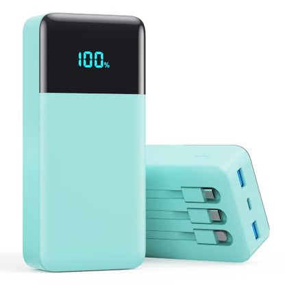 Portable Charger 50800mAh Power Bank with 3 Built in Cables,25W PD QC4.0 Fast Charging USB C Battery Pack,6 Outputs 2 Inputs Travel Essentials Phone Charger for iPhone 18/17/16/15/Pro,Android,Green - color: Green