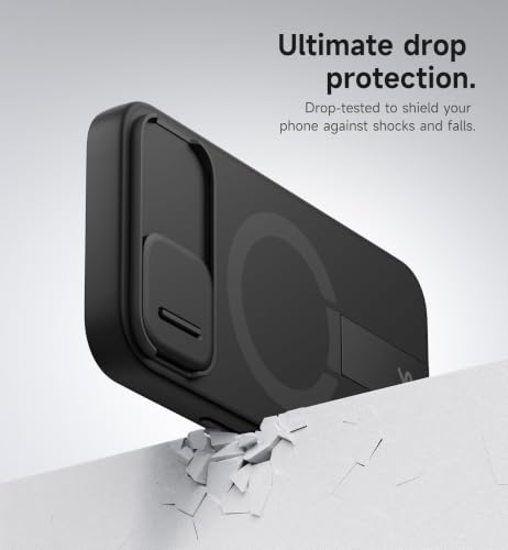 SURITCH for iPhone 17e/16e Case with Magnetic Camera Slide Cover and Adjustable Kickstand, Compatible with MagSafe, Shockproof Bumper Case Slim Protective Cover 6.1 Inch,Black - color: Black, size: IPhone 17e/16e-6.1"