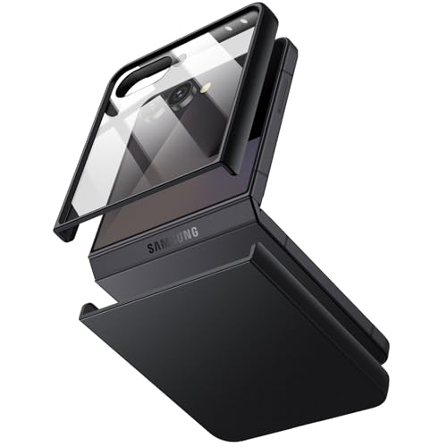 JETech Case for Samsung Galaxy Z Flip 7, Black | Built-in Front Screen Protector, Slim Hard PC Design, Shockproof Protection, Anti-Scratch Finish - color: Black