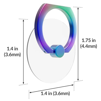 Tomorotec 3PCS Phone Ring Holder Clear Grip Stand 360° Rotation, Iridescent - color: Iridescent