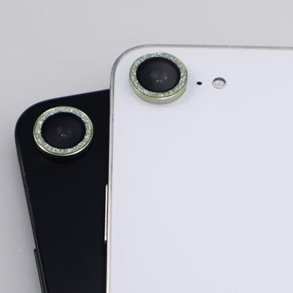 BONVAN for iPhone 15/15 Plus Camera Lens Protector Bling Glitter Metal Crystal Tempered Glass Screen Accessories Sparkly Lens Cover, also Compatible with iPhone 16e (2PCS) (Green) - color: Green