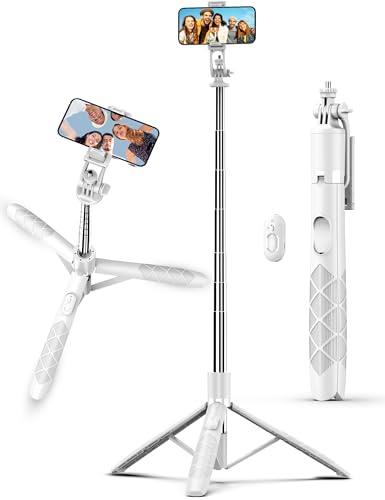 71" Cell Phone Selfie Stick Tripod, Smartphone Tripod Stand with Remote, Extendable Travel Phone Selfie Stick Compatible with iPhone 17/16/15/14/13 Pro Max Gopro Android DJI (White) - color: White, size: 70.86 Inches - Reinforced Stability
