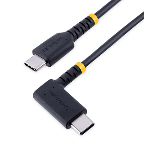 StarTech 3.3ft/1m USB-C to USB-C Right-Angle Cable, Black, 60W PD, USB 2.0 - size: 3 ft / 1 m, style: right angle
