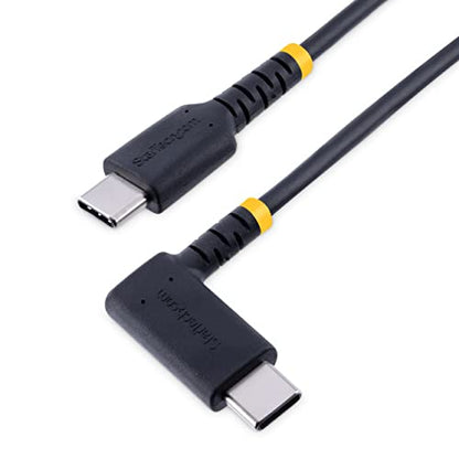 StarTech 3.3ft/1m USB-C to USB-C Right-Angle Cable, Black, 60W PD, USB 2.0 - size: 3 ft / 1 m, style: right angle