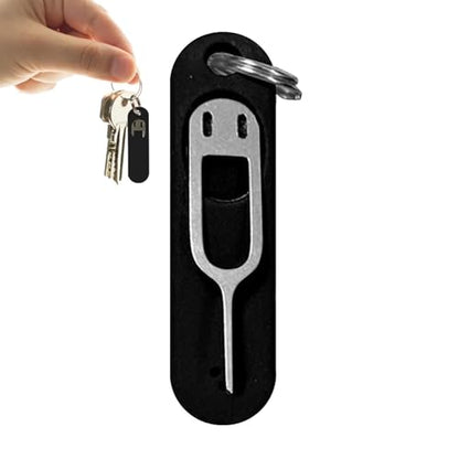 Sim Ejector Tool - Intuitive Removal Sim Card Tools, Needle Opener Sim Card Removers | Sim Card Tray Eject Pin, Card Tray Opening Tool with Detachable Keychain Charm for Smart Phones and Tablets - color: Black