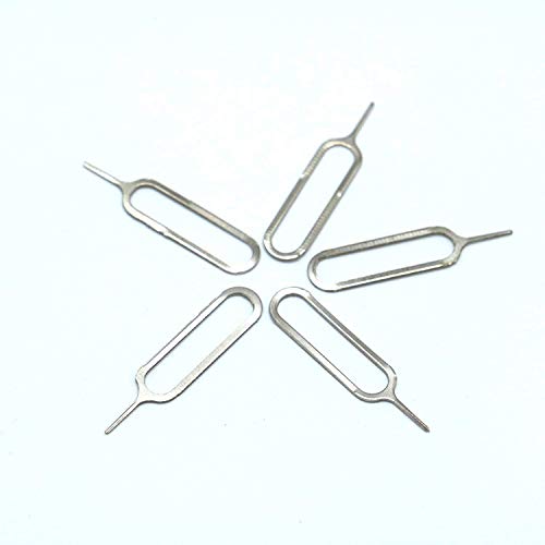 (5 Pack) eTECH Collection Sim Card Tray Remover Eject Pin Key Tool for iPhone iPad Samsung Galaxy Smart Phone/Tablet and More (Silver) - size: 5 Pack