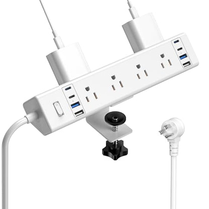 Jgstkcity Desk Clamp Power Strip 40W USB C,8-Outlet,8 USB,10FT,White - color: White, size: 10FT Length