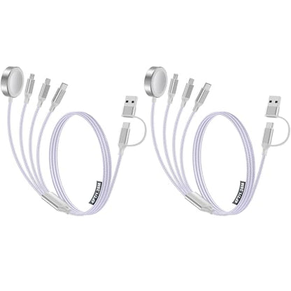 4-in-2 Multi Charging Cable for Apple Watch Charger/iPhone/Galaxy Charger - color: 2-Purple+Purple, size: 1.5M