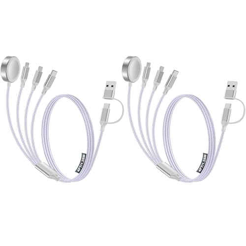 4-in-2 Multi Charging Cable for Apple Watch Charger/iPhone/Galaxy Charger - color: 2-Purple+Purple, size: 1.8M