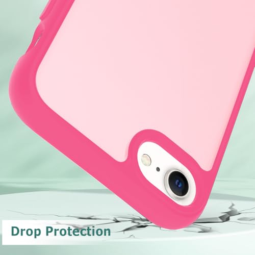 TENOC Phone Case Compatible with iPhone SE (2nd 2020 and 3rd 2022 Generation) & iPhone 7 & iPhone 8, Hot Pink Case Translucent Protective Bumper Matte Hard Back Cover for 4.7 Inch - color: Hot Pink, size: iPhone 7/8/SE